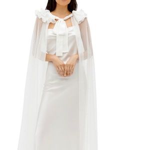 Brand New Sleeper Sheer Embellished Cape in White